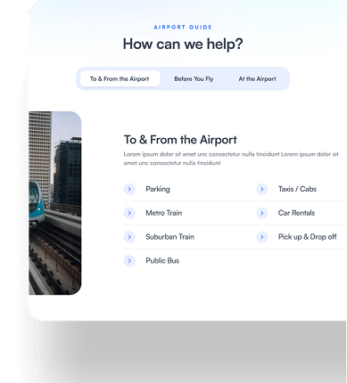 Airport website navigation structure mockup